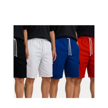 Imagem de kit 2 short Bermuda Brim Masculina Reta com Elástico Conforto, Estilo 
