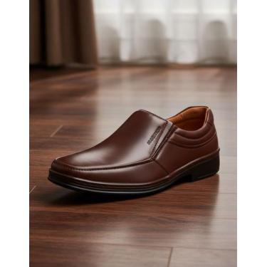 Imagem de Sapato Social Confort Premium Palmilha Gel Leveterapia 43102, Marrom, 