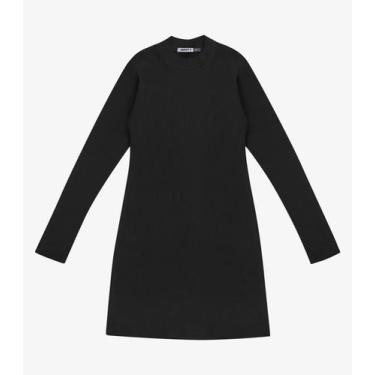 Imagem de Vestido Juvenil Midi Manga Longa Em Ribana Minty Preto, 14, Preto