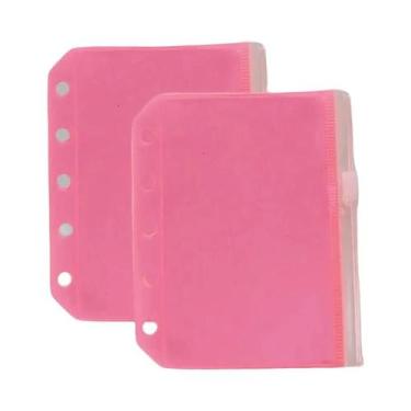 Imagem de Caderno Transparente Rosa Com Glitter M5 E Bolsa Com Zíper (2 Peças) -