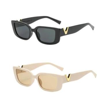 Imagem de Óculos de sol retangulares retrô feminino, moldura pequena, Brand Desi