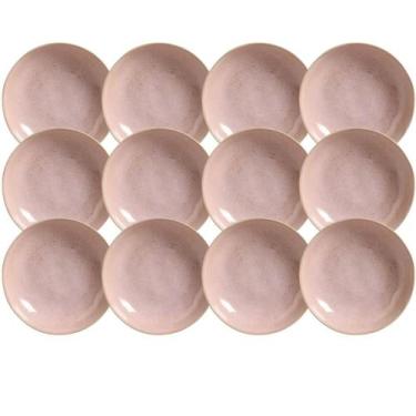 Imagem de Jogo 12 Pratos Fundos 830ml Cerâmica Rosa Bio Litchi Mesa Ja - Porto B