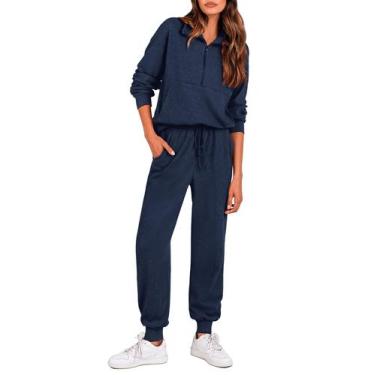 Imagem de Conjunto de Moletom PRETTYGARDEN Feminino 2 Peças Marinho P