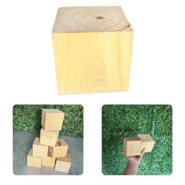 Imagem de Cubos Grande Madeira Maciça Artesanato Pinus Rustico Natural Quantidad