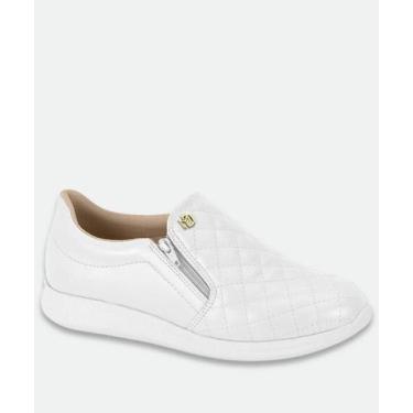 Imagem de Tênis Casual Feminino Matelassê Zíper Modare Branco, Branco, 38