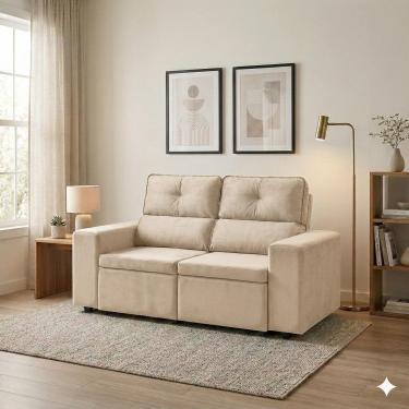 Imagem de Sofá 3 Lugares Bartira Vegas Revestido em Veludo Espuma D24 Assento Retrátil Encosto Re...