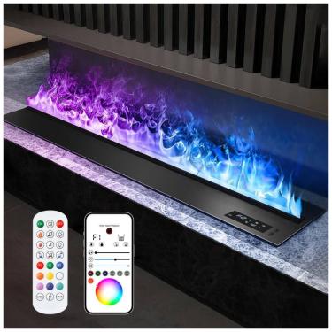 Imagem de Lareira Elétrica de Vapor Mexhom Multicolorida Recuada Chama Atomizada 110-120V 80 cm comprimento x 20 cm largura x 19 cm altura