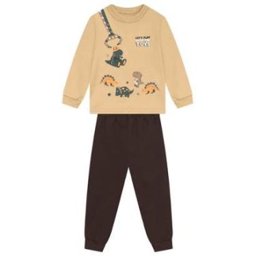 Imagem de Conjunto infantil menino dino que brilha no escuro Brandili-Masculino