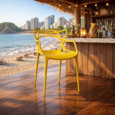 Imagem de Cadeira De Jantar Allegra Polipropileno Empilhável Amarela - Dom Stark