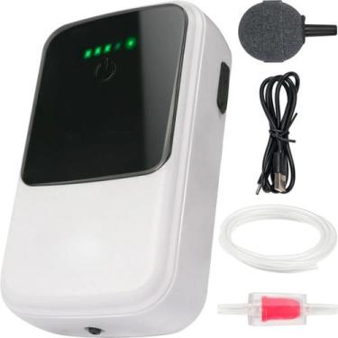 Imagem de Compressor De Ar Aquário Portátil Recarregável USB Baixo Ruído Alta Ef
