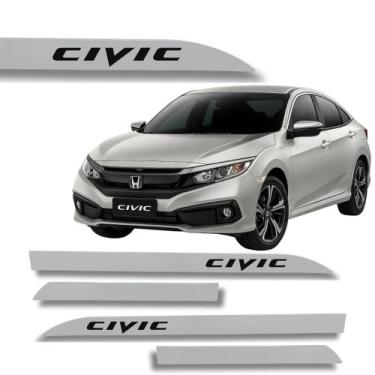 Imagem de Jogo Friso Slim Lateral Honda Civic Original com Grafia Cores, Prata G