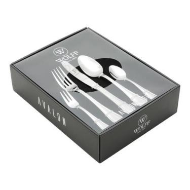 Imagem de Faqueiro 30 peças de aço inox Prateado com Gift Box Avalon Wolff - 714