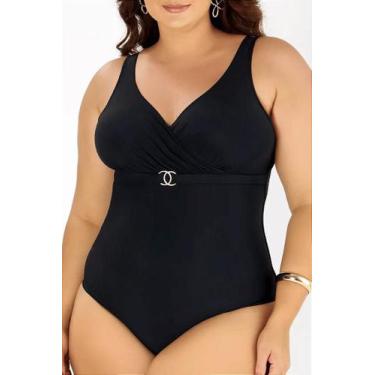 Imagem de Maiô Modelador Zero Barriga com Proteção UV - Liso Preto - Banho de Ma