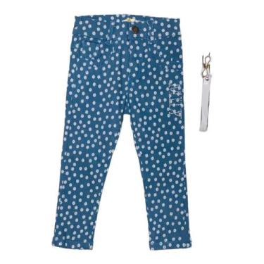 Imagem de Calça  Estampada Florzinha Infantil Menina  - Importada, Azul, 2