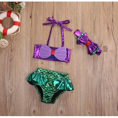 Imagem de Biquíni Maiô Fantasia Princesa Sereia Ariel Praia Infantil - Baby Plus