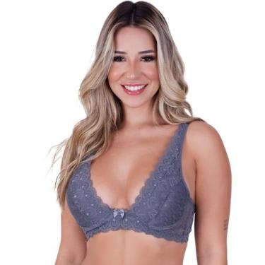 Imagem de Sutiã sem Bojo Com Aro Feminino Clamar em Renda - 2441, GG, Cinza
