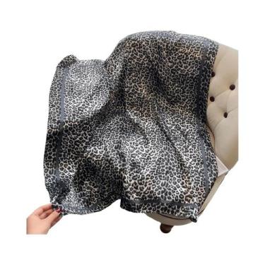 Imagem de Faixa De Cabelo De Seda Com Estampa De Leopardo Para Mulheres, Lenço D