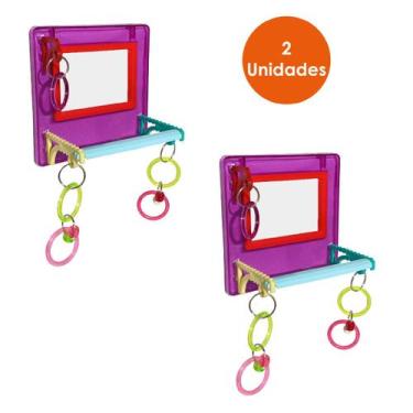 Imagem de 2 Brinquedo Multiplay Diversão c/ Poleiro e Espelho Bird Toy Playgroun