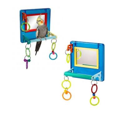 Imagem de 2 Brinquedo Multiplay Diversão c/ Poleiro e Espelho Bird Toy Playgroun