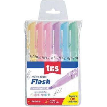 Imagem de Kit Marca Texto Flash Cores Pastel 6 Unidades Tris