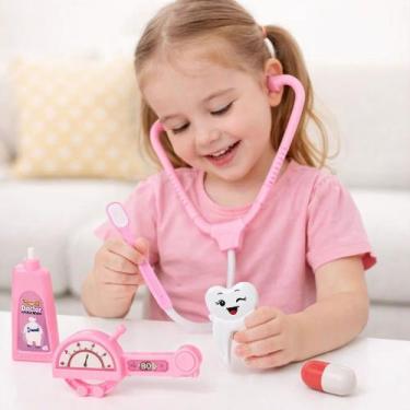 Imagem de Kit Dentista Rosa de Brinquedo  6 Peças Brincando e Aprendendo - Art B