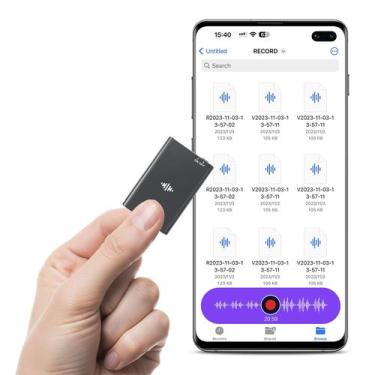 Imagem de Gravador de Voz Lymorvex 136 GB com Redução de Ruído por IA e USB-C