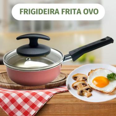 Imagem de Frigideira Ovo Frito Antiaderente Pequena com tampa Vidro 12cm CEREJA 