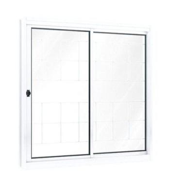 Imagem de Janela de Aço de Correr 100x120cm 2 Folhas com Grade Quadrada e Vidro 
