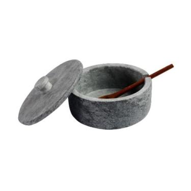 Imagem de Açucareiro Farinheira Gourmet Pedra Sabão com Colher Artesanal 12cm - 