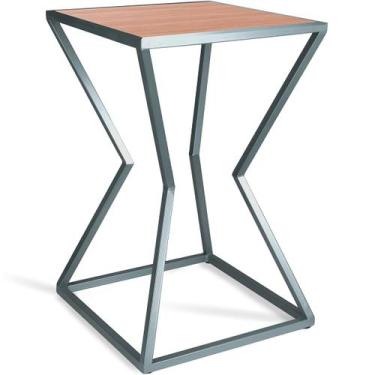 Imagem de Mesa de Canto Lateral Alta Quadrada para Sala Austria - Prata Jade - G