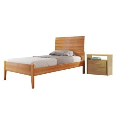 Imagem de Conjunto Quarto de Solteiro Cama de Solteiro e Mesa de Cabeceira 2 Gav