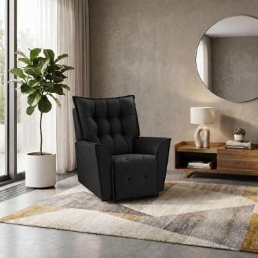 Imagem de Poltrona do Papai Massageadora Estofada Conforto Preto Mobília Decor