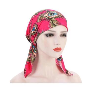 Imagem de Turbante Muçulmano Com Estampa Moderna, Lenço De Cabeça Com Cauda Long