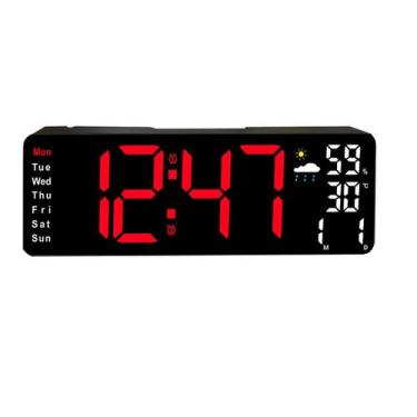 Imagem de Relógio Despertador Digital LED com Temperatura e Umidade - Brtech