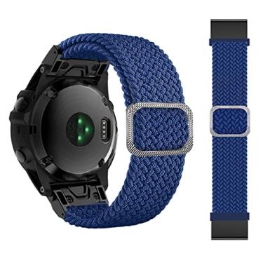 Imagem de CZKE 22 26mm Elastic Smart Watch Band Straps para Garmin Fenix ​​7 7x 6 6x. Pró 5x 5 3HR 945 S60 S62 Pulseira de nylon da cinta de liberação do QuickFit (Color : Blue, Size : Quickfit 22mm)