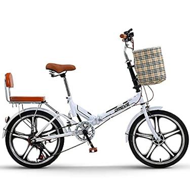 Imagem de JWCN Bicicleta dobrável de 50,8 cm, bicicleta dobrável para adultos, guidão e assento ajustáveis, adequada para adultos, bicicleta urbana dobrável, adequada para 135 a 175 cm, branca, atualizada