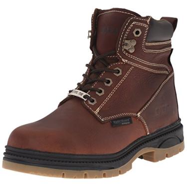 Imagem de Botas de trabalho masculinas Adtec 15,2 cm à prova d'água com bico de aço, marrom escuro | Palmilha acolchoada de poliuretano e sola de borracha de risco elétrico, Marrom escuro, 12 Wide