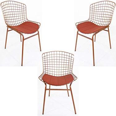 Imagem de Kit 3 Cadeiras BERTÓIA cobre tubular - Poltronas do Sul