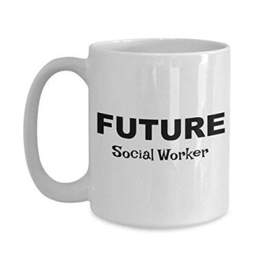 Imagem de Presentes futuros de assistente social – Caneca de café Future Social Worker – Ideias de presente para mulheres ou homens assistentes sociais