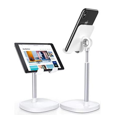 Imagem de Suporte de telefone celular para acessórios de mesa, ângulo de altura da doca do telefone ajustável estável iPad Holder Stand 4-10in iPhone XiaoMi, iPad, Kindel, Samsung e mais (Branco)