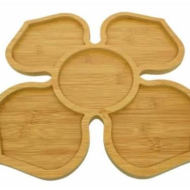 Imagem de Petisqueira Bambu Flor Com 5 Divisórias 30X30Cm