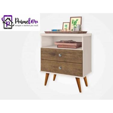 Imagem de Mesa De Cabeceira Retrô Com 2 Gavetas E Nicho Status
