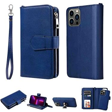 Imagem de Capa de telefone com zíper carteira estojo fólio for SAMSUNG GALAXY NOTE 20, 2 slots de porta-retratos, 6 slots de cartão, super em forma, Azul