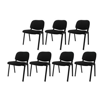 Imagem de Kit Com 7 Cadeiras Secretária em Tecido Pel-304f Pretas Empilháveis