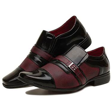 Imagem de SAPATO SOCIAL MASCULINO PRETO COM VINHO ESTILO ITALIANO 105 (37, PRETO COM VINHO)