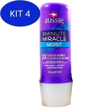 Imagem de Kit 4 Aussie 3 Minute Miracle Moist 236ml Mascara De - Creme De Tratam