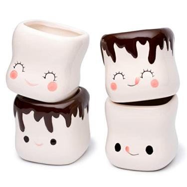 Imagem de Canecas fofas em forma de marshmallow xícara de chocolate quente canecas de chocolate quente leite cacau Natal caneca de café divertida presente de dia das mães 170 g