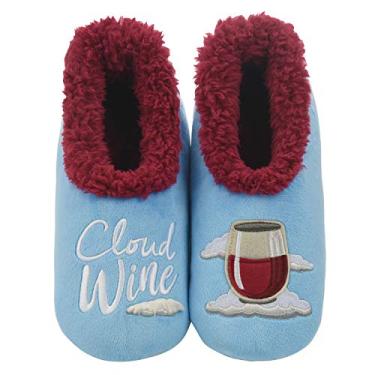 Imagem de Snoozies Par de meias femininas forradas com sherpa – Pantufas felpudas e fofas com sola antiderrapante – Pantufas femininas quentes, Cloud Wine, Small