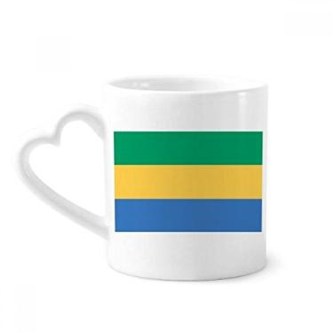 Imagem de Caneca com bandeira nacional do Gabão África país caneca café cerâmica copo de coração de vidro