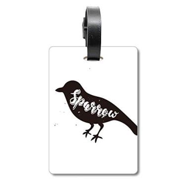 Imagem de Sparrow Etiqueta de mala de animal preta e branca com etiqueta de cartão de bagagem, Multicolorido.
